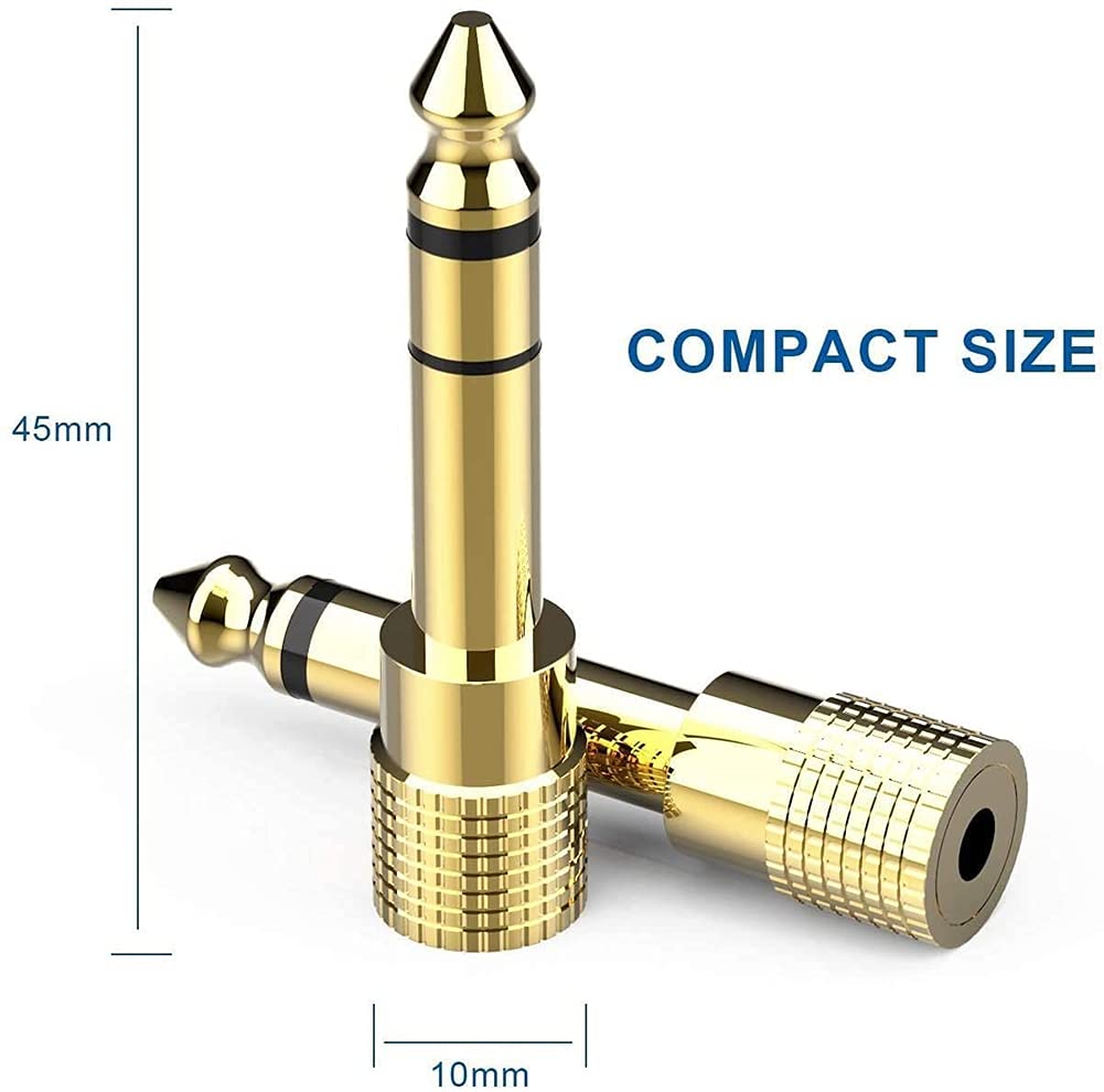 TFUFR Headphone Jack Adapter 6.35mm Male (1/4 inch) to 3.5mm Female (1/8 inch) Stereo Aux Adapter, Headphone Adapter 6.35mm to 3.5mm Audio Plug Converter for Digital Piano, Keyboard, etc