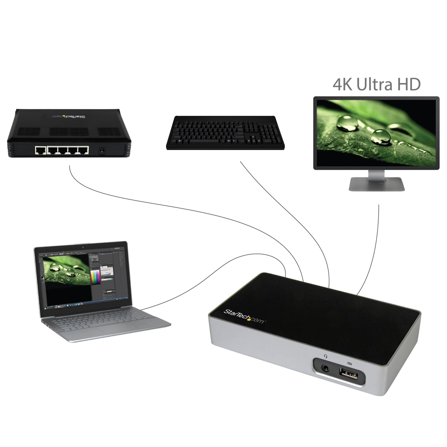 StarTech.com 4K DisplayPort Docking Station for Laptops / USB 3.0 / Universal Laptop Docking Station / 4K Ultra HD Doc (USB3VDOCK4DP)
