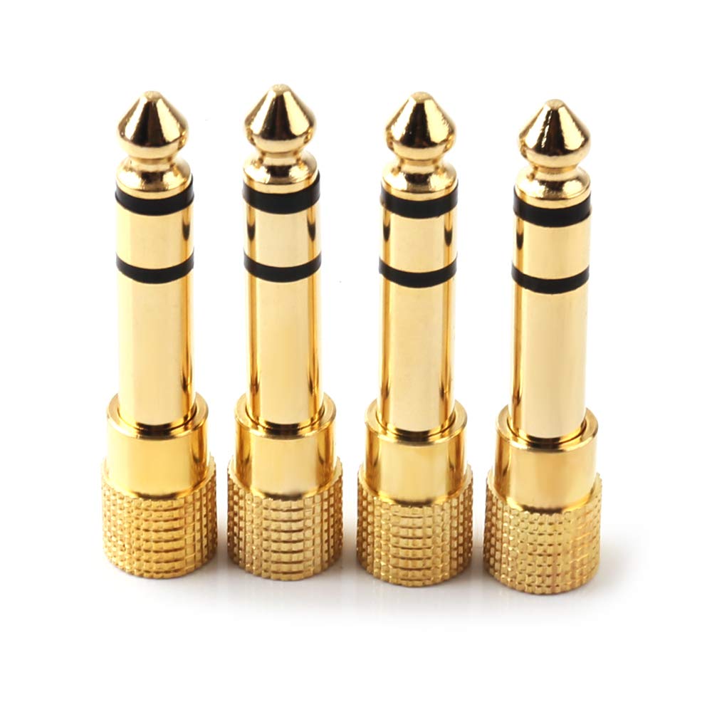 NANYI 6.35mm (1/4 inch) TRS Stereo Male to 3.5mm (1/8 Inch) TRS Stereo Female Headphone Adapter Audio jack Plug Adaptor Gold Plated-4 Pack