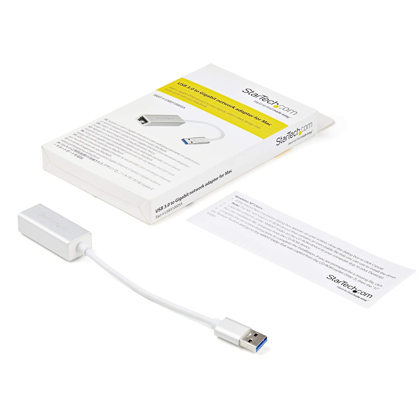 StarTech.com USB 3.0 to Gigabit Network Adapter - Silver - Sleek Aluminum Design for MacBook, Chromebook or Tablet - Native Driver Support (USB31000SA)