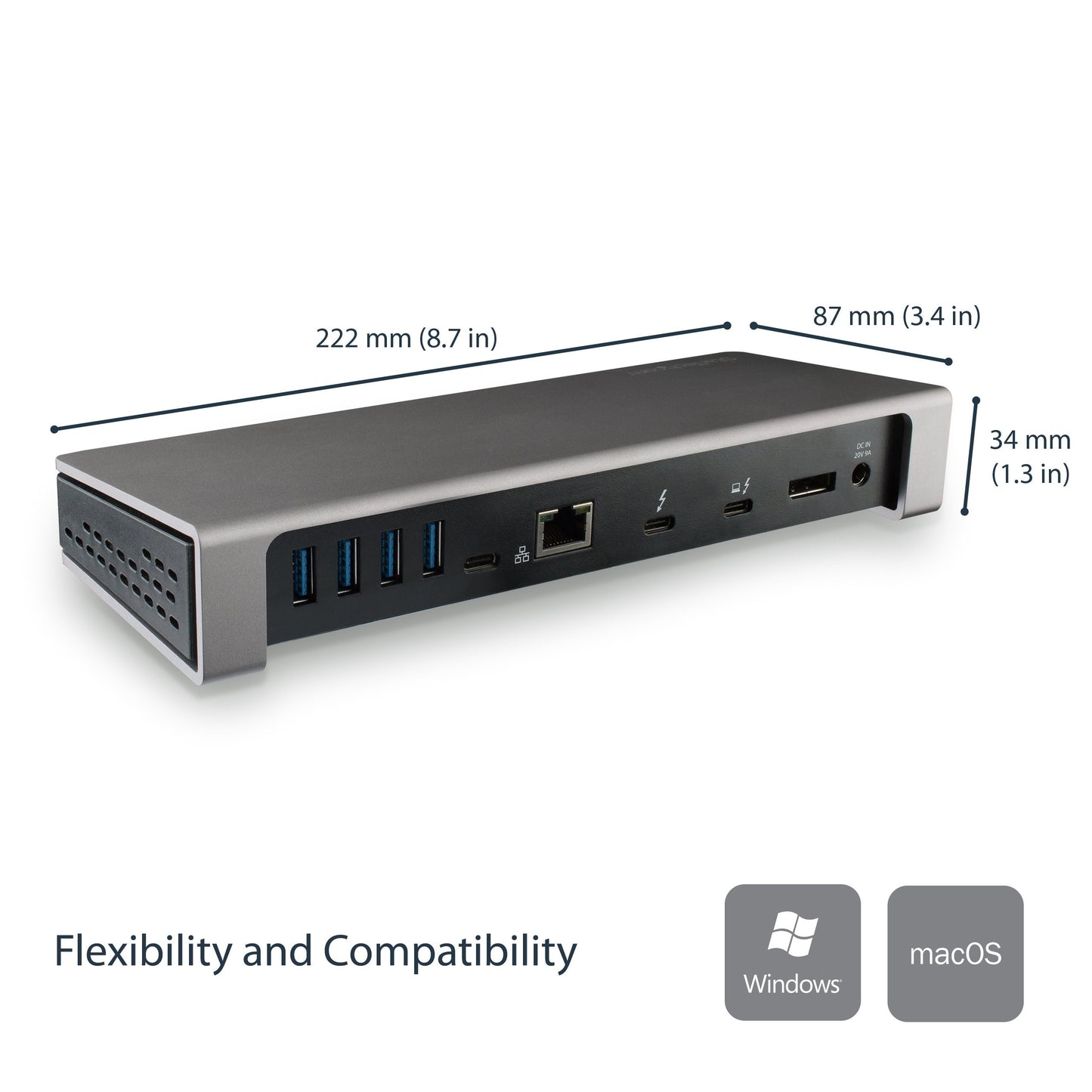 StarTech.com Thunderbolt 3 Dock - Dual Monitor 4K 60Hz TB3 Laptop Docking Station with DisplayPort - 85W Power Delivery Charging - 6-Port USB 3.0 Hub, SD 4.0, GbE, Audio - Windows & Mac (TB3DOCK2DPPU)