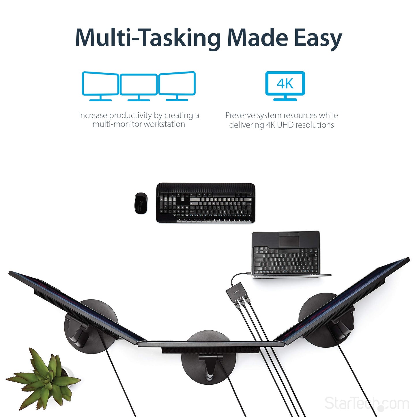 StarTech.com 3-Port Multi Monitor Adapter - Mini DisplayPort to DisplayPort MST Hub, Dual 4K30Hz & 1x 1080p - Video Splitter for Extended Desktop Mode on Windows Only - mDP 1.2 to 3x DP (MSTMDP123DP) (Used - Like New)