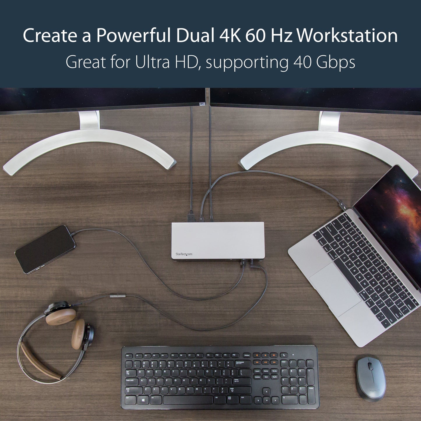 StarTech.com Thunderbolt 3 Dock - Dual Monitor 4K 60Hz TB3 Laptop Docking Station with DisplayPort - 85W Power Delivery Charging - 6-Port USB 3.0 Hub, SD 4.0, GbE, Audio - Windows & Mac (TB3DOCK2DPPU)