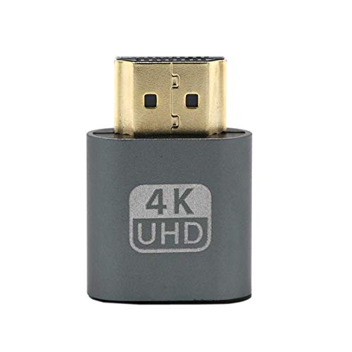 Triamisu Plug - VGA HDMI Dummy Plug Virtual Display Emulator Adapter DDC Edid Support 1920x1080P For Video Card BTC Mining Miner - Grey