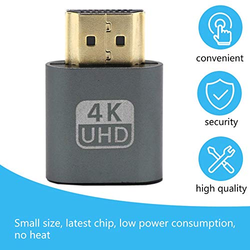 Triamisu Plug - VGA HDMI Dummy Plug Virtual Display Emulator Adapter DDC Edid Support 1920x1080P For Video Card BTC Mining Miner - Grey