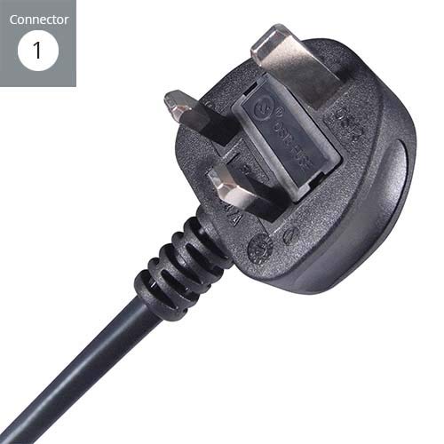 Connekt Gear 1m UK Mains Power Cable UK Plug to C5 (Cloverleaf) Socket