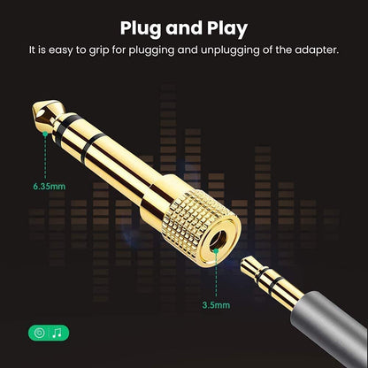 Akls HEADPHONE ADAPTER PREMIUM QUALITY GOLD, STEREO 3.5mm (Small Socket) To 6.35mm (Big 1/4 inch Jack Plug) For DJs, Earphones And Audio Connections
