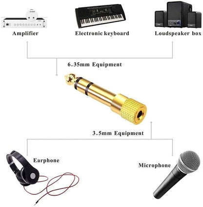 TFUFR Headphone Jack Adapter 6.35mm Male (1/4 inch) to 3.5mm Female (1/8 inch) Stereo Aux Adapter, Headphone Adapter 6.35mm to 3.5mm Audio Plug Converter for Digital Piano, Keyboard, etc