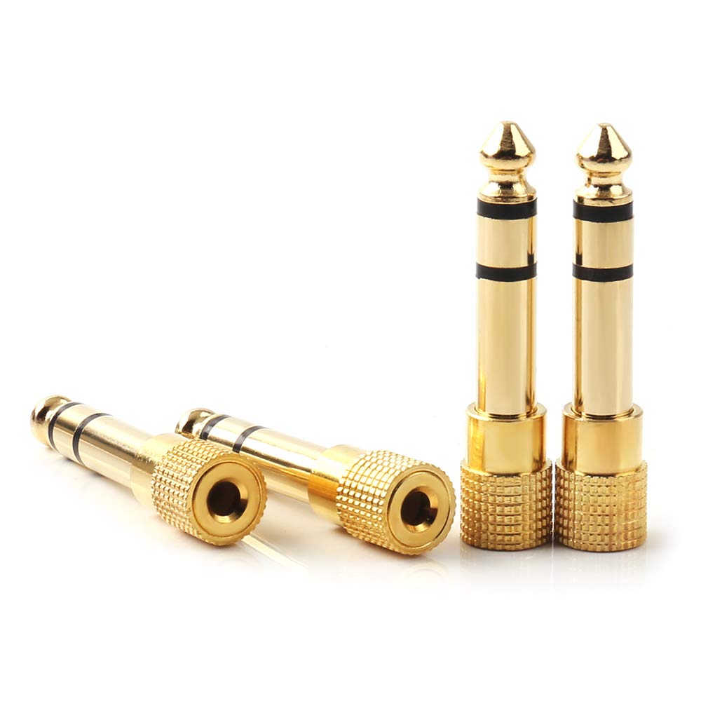 NANYI 6.35mm (1/4 inch) TRS Stereo Male to 3.5mm (1/8 Inch) TRS Stereo Female Headphone Adapter Audio jack Plug Adaptor Gold Plated-4 Pack