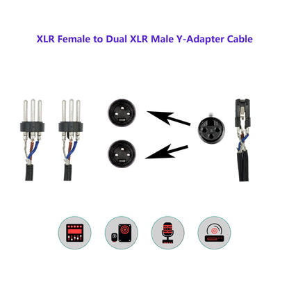 SIENOC S 3 Pin XLR Female to Dual 2 XLR Male Splitter Cable 30cm (XLR(F) - (M) x 2, Silver)