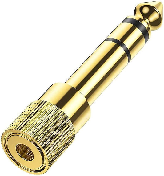 Akls HEADPHONE ADAPTER PREMIUM QUALITY GOLD, STEREO 3.5mm (Small Socket) To 6.35mm (Big 1/4 inch Jack Plug) For DJs, Earphones And Audio Connections
