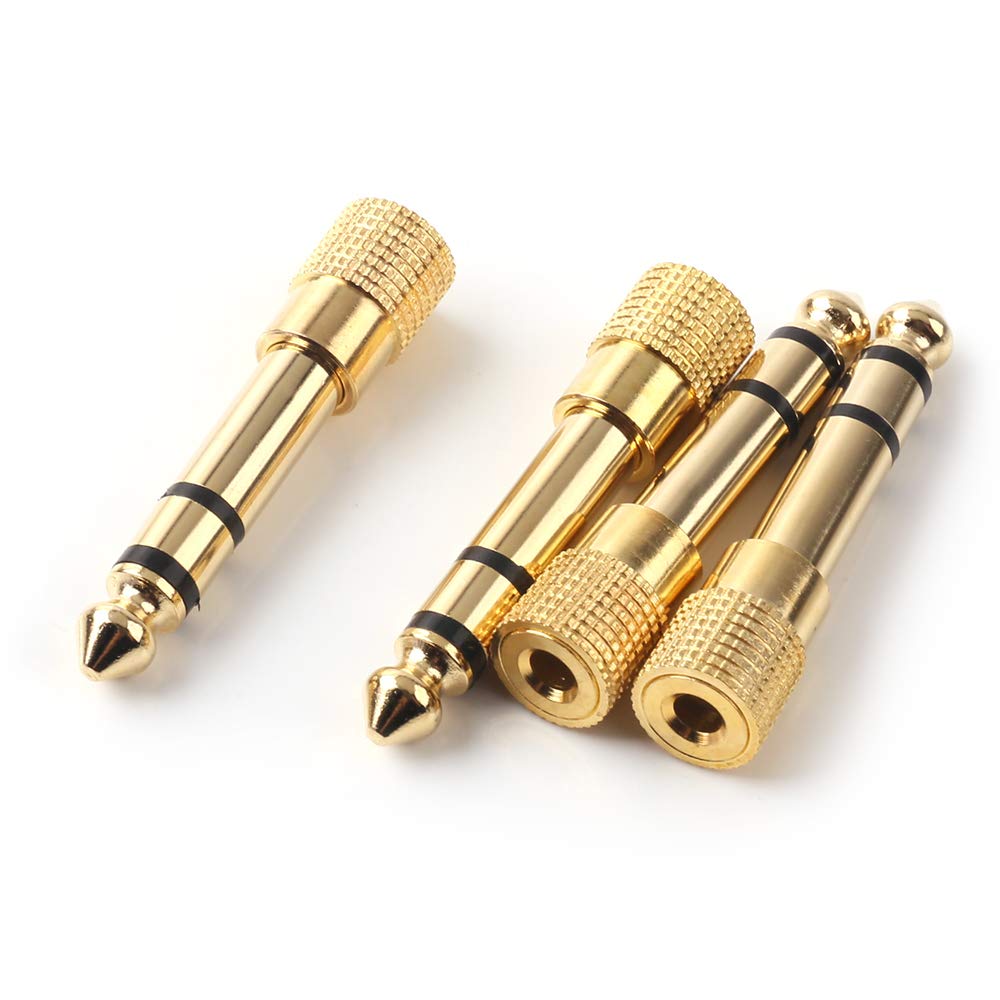 NANYI 6.35mm (1/4 inch) TRS Stereo Male to 3.5mm (1/8 Inch) TRS Stereo Female Headphone Adapter Audio jack Plug Adaptor Gold Plated-4 Pack