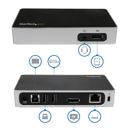 StarTech.com 4K DisplayPort Docking Station for Laptops / USB 3.0 / Universal Laptop Docking Station / 4K Ultra HD Doc (USB3VDOCK4DP)