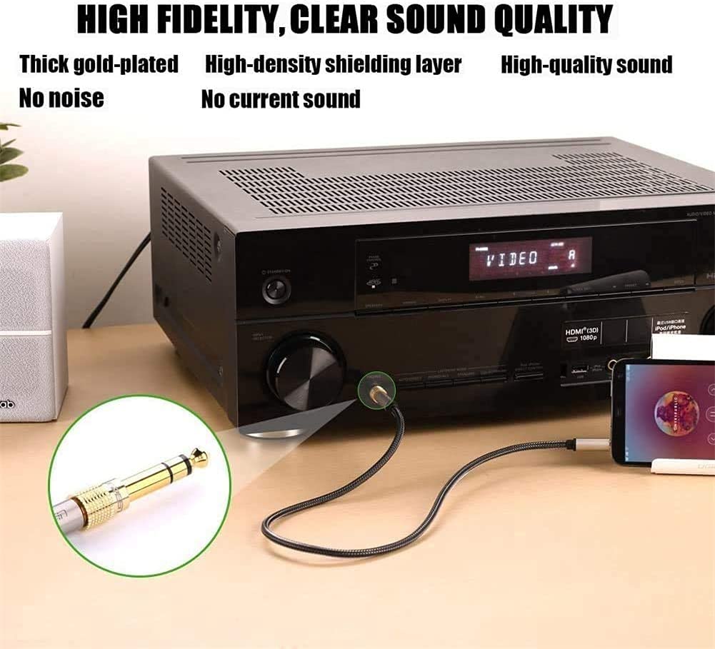 TFUFR Headphone Jack Adapter 6.35mm Male (1/4 inch) to 3.5mm Female (1/8 inch) Stereo Aux Adapter, Headphone Adapter 6.35mm to 3.5mm Audio Plug Converter for Digital Piano, Keyboard, etc
