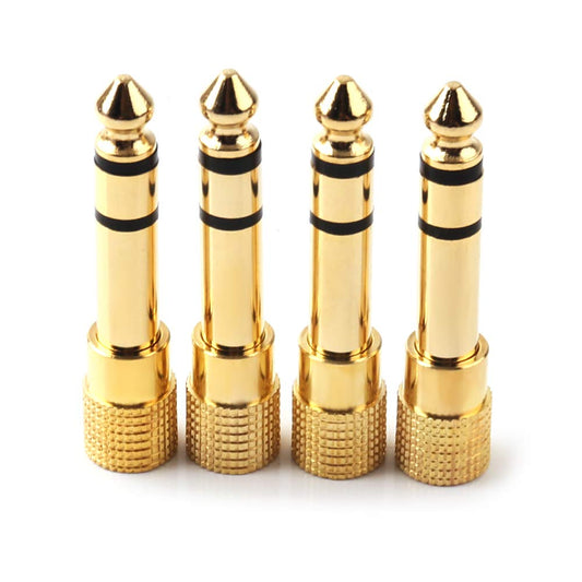 NANYI 6.35mm (1/4 inch) TRS Stereo Male to 3.5mm (1/8 Inch) TRS Stereo Female Headphone Adapter Audio jack Plug Adaptor Gold Plated-4 Pack