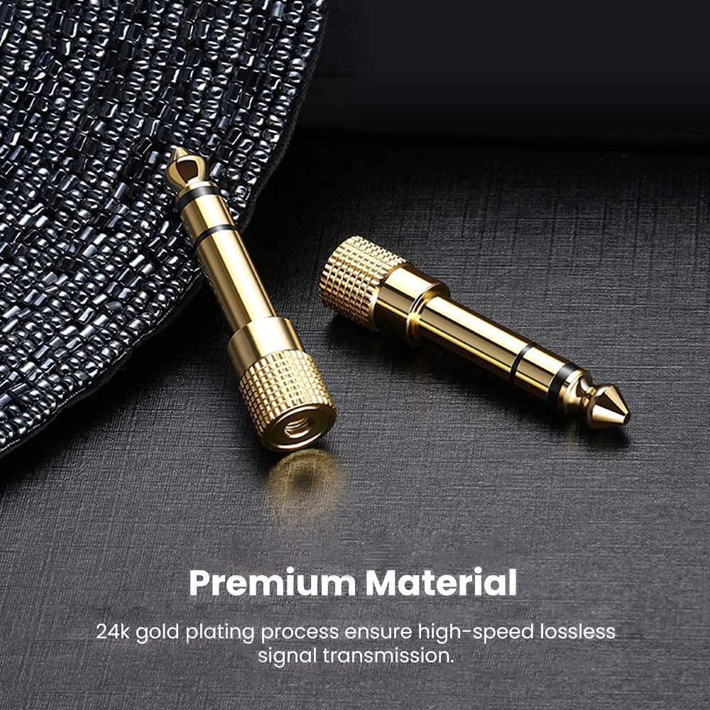 Akls HEADPHONE ADAPTER PREMIUM QUALITY GOLD, STEREO 3.5mm (Small Socket) To 6.35mm (Big 1/4 inch Jack Plug) For DJs, Earphones And Audio Connections