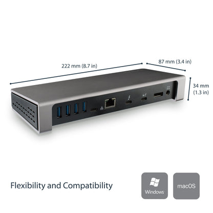 StarTech.com Thunderbolt 3 Dock - Dual Monitor 4K 60Hz TB3 Laptop Docking Station with DisplayPort - 85W Power Delivery Charging - 6-Port USB 3.0 Hub, SD 4.0, GbE, Audio - Windows & Mac (TB3DOCK2DPPU)