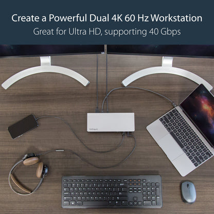 StarTech.com Thunderbolt 3 Dock - Dual Monitor 4K 60Hz TB3 Laptop Docking Station with DisplayPort - 85W Power Delivery Charging - 6-Port USB 3.0 Hub, SD 4.0, GbE, Audio - Windows & Mac (TB3DOCK2DPPU)